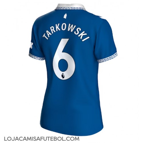 Camisa de Futebol Everton James Tarkowski #6 Equipamento Principal Mulheres 2023-24 Manga Curta